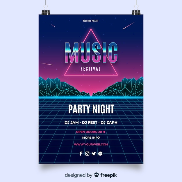 Retro Futuristic Music Poster Template – Free Vector Download