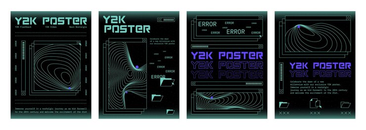 Free Vector retro futuristic y2k aesthetic poster design