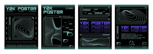 Retro futuristic y2k aesthetic poster design