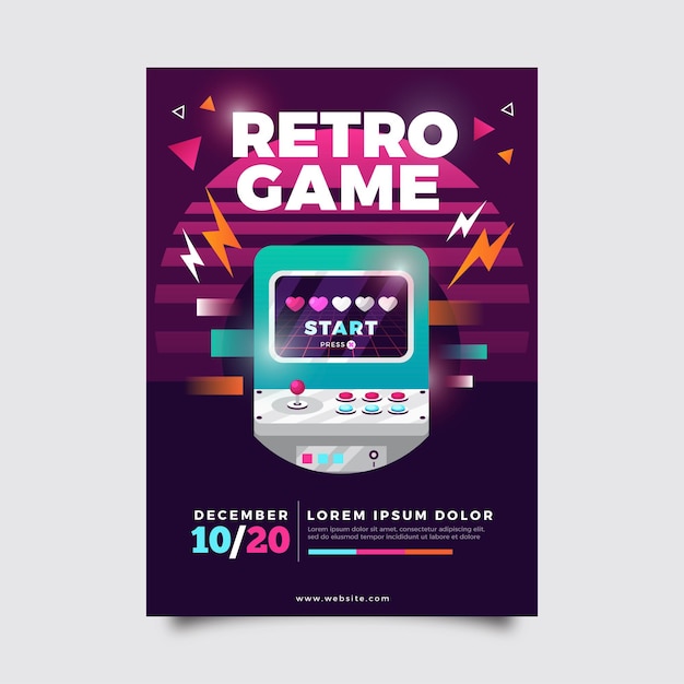 Vettore gratuito illustrazione di poster di gioco retrò