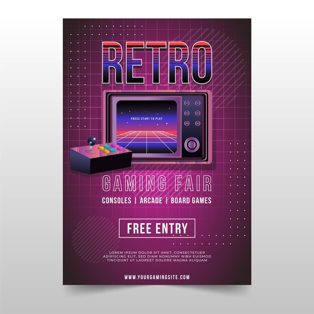 Retro gaming poster template