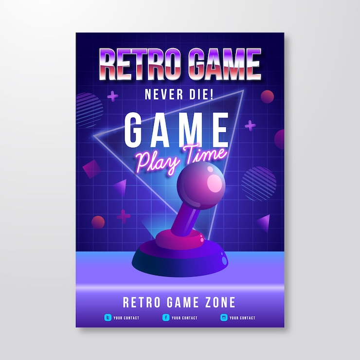 無料Vector レトロゲームポスターテンプレート