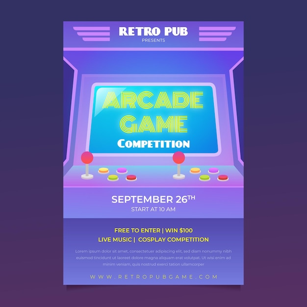 Free vector retro gaming poster template