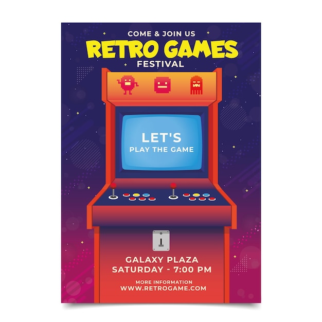 Free vector retro gaming poster template