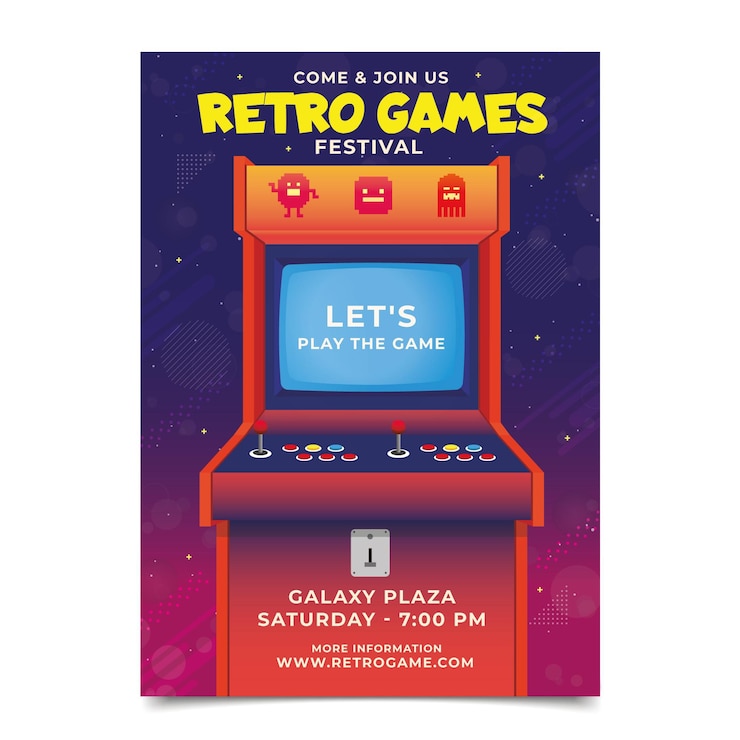 無料Vector レトロゲームポスターテンプレート