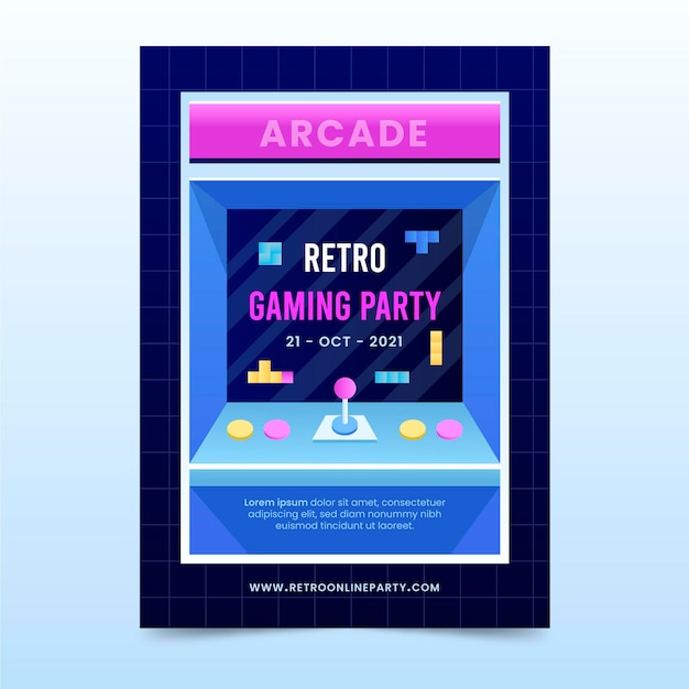 Vettore gratuito modello di poster di gioco retrò