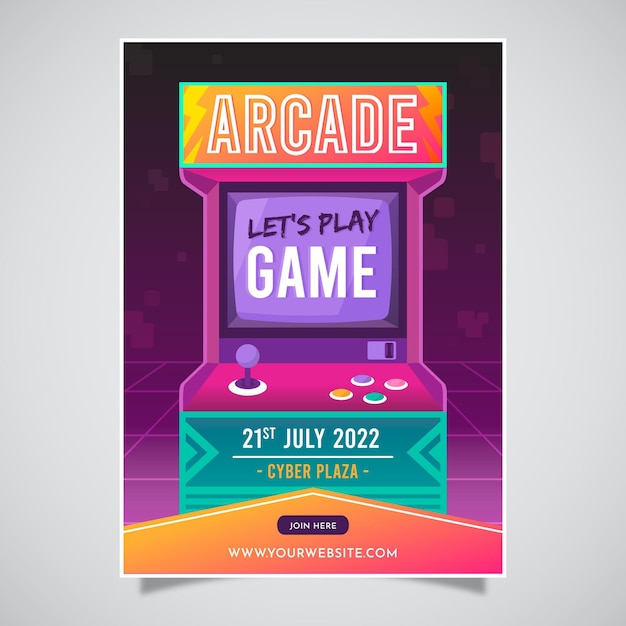 Free vector retro gaming poster template