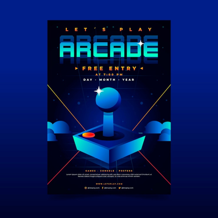 Free Vector retro gaming poster template