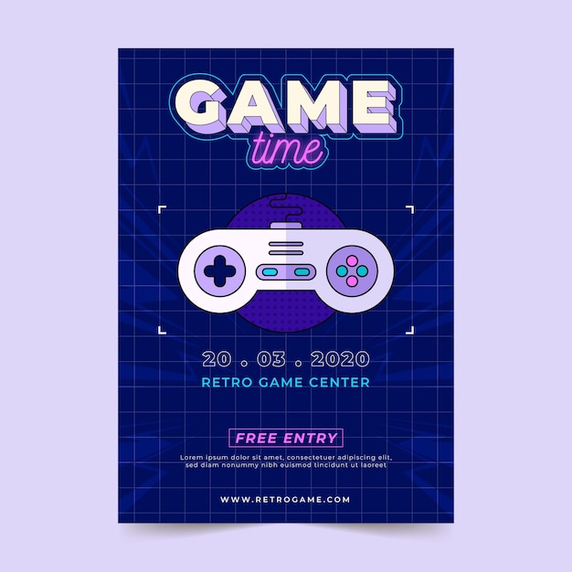 Free vector retro gaming poster template