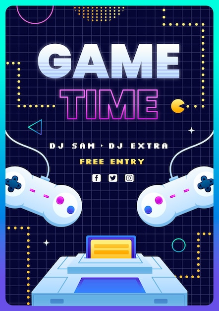 Free vector retro gaming poster template