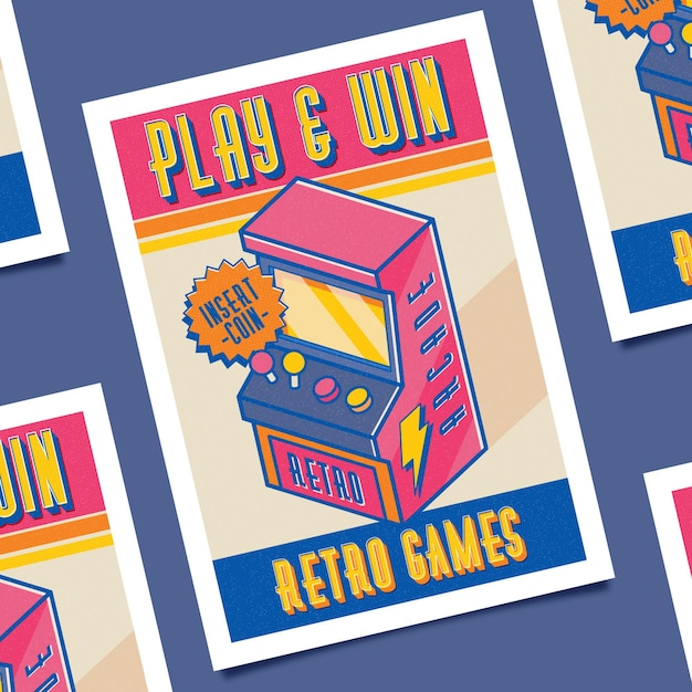 Retro gaming poster template