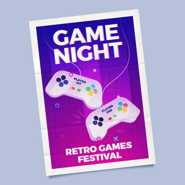 Free vector retro gaming poster template