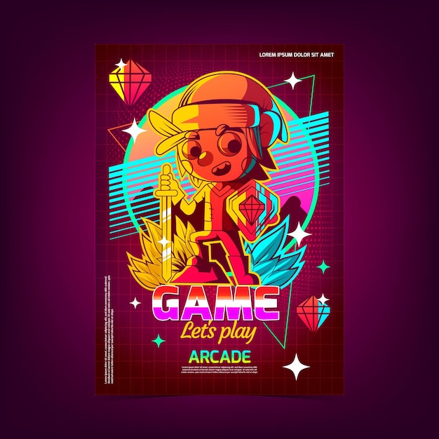 Free vector retro gaming poster template