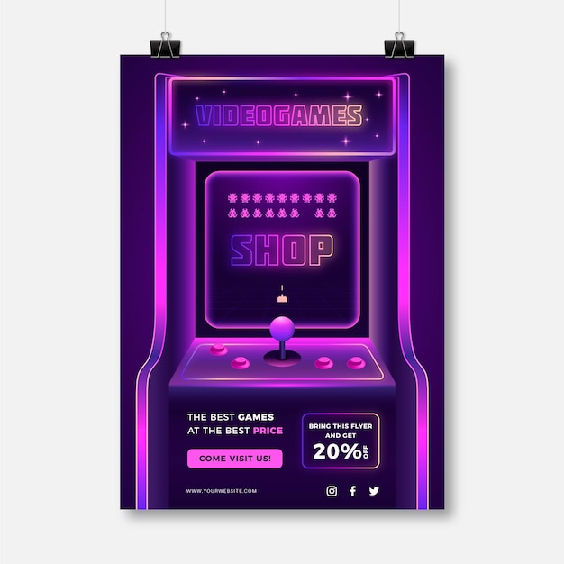 Retro gaming poster template