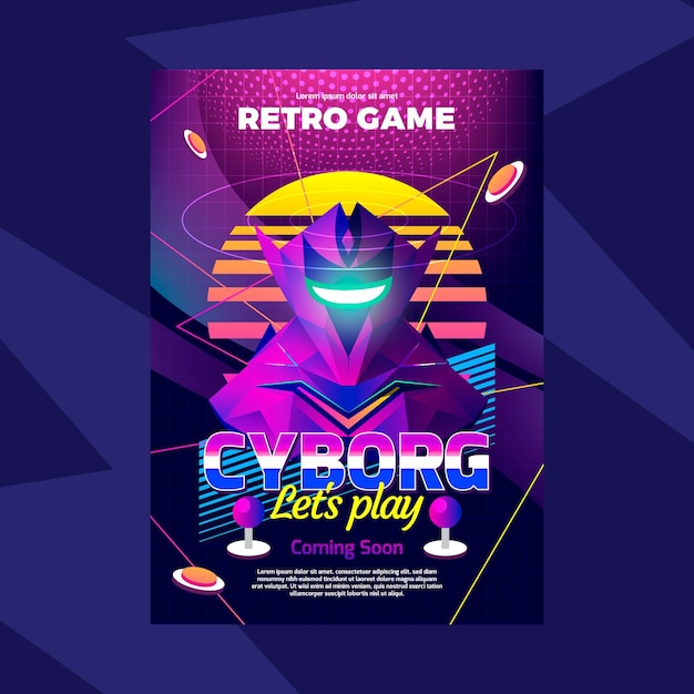 Free vector retro gaming poster template