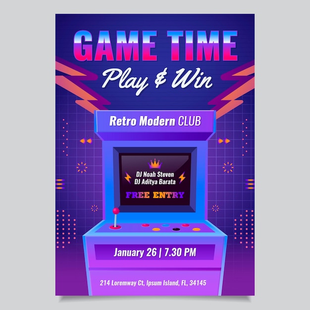 Retro gaming poster template