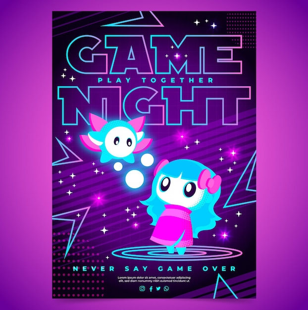 Free vector retro gaming poster template