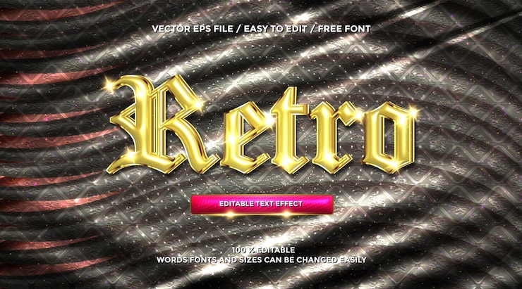 Free Vector retro gold 3d rendering text effect style