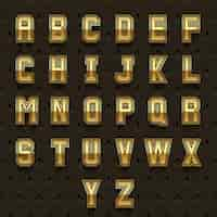 Free vector retro golden alphabet. type abc, typeset design shiny, royal collection