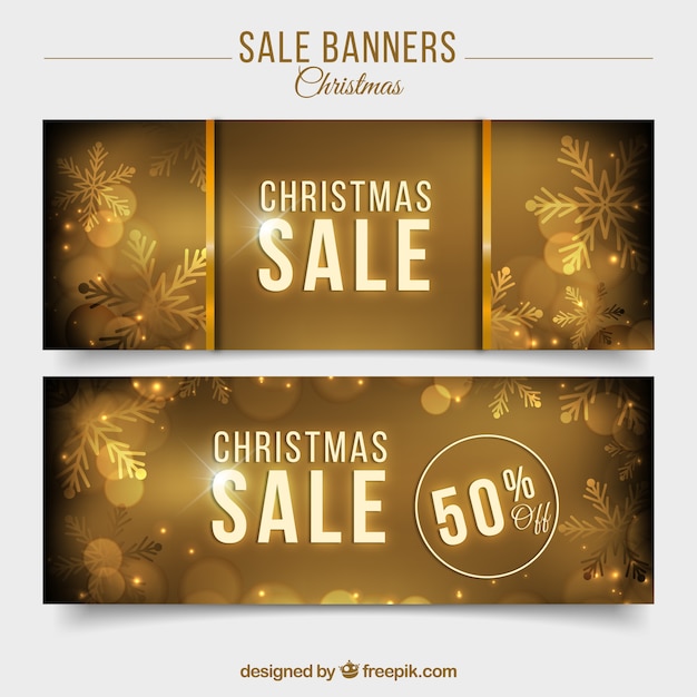 Free vector retro golden christmas sales banners