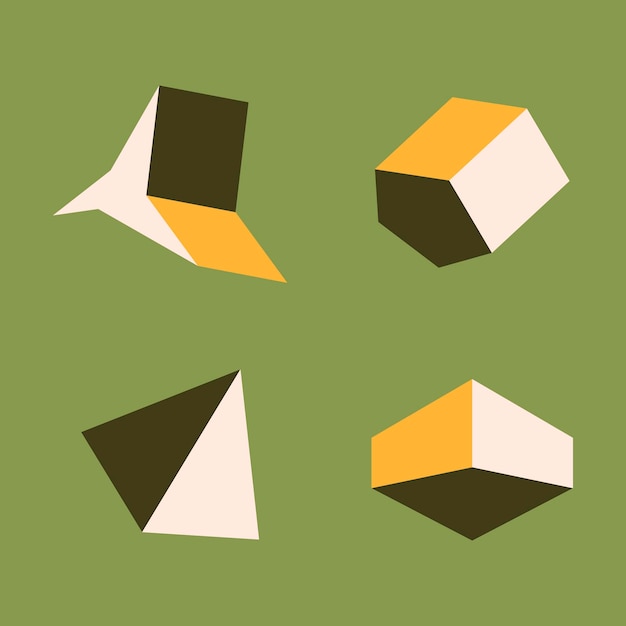 無料ベクター レトロな緑の幾何学的形状デザイン要素ベクトルセット