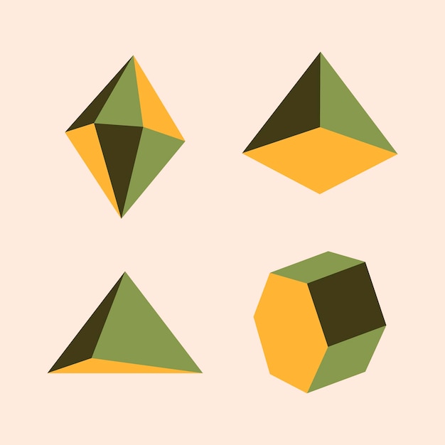 Free vector retro green geometrical shapes design element vector set