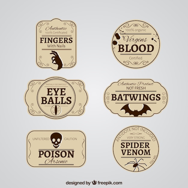 Retro halloween labels