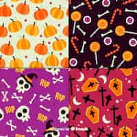 Free vector retro halloween pattern collection