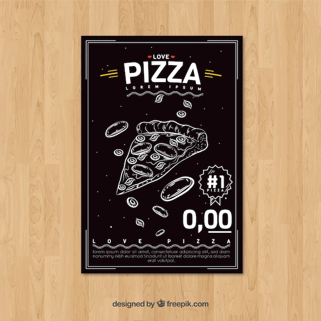 Retro hand drawn pizza brochure