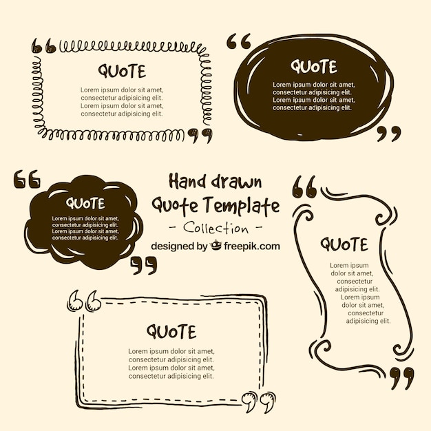 Free vector retro hand drawn quote frames set