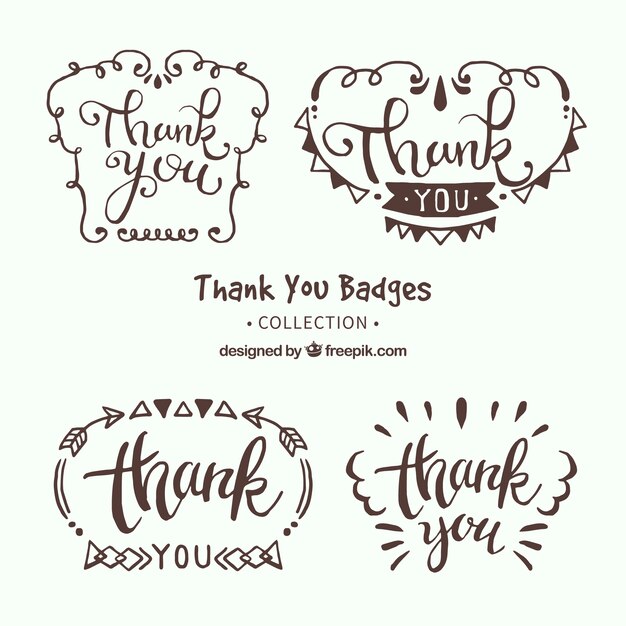 Retro hand drawn thank you stickers pack