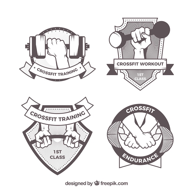 Retro handmade crossfit stickers pack