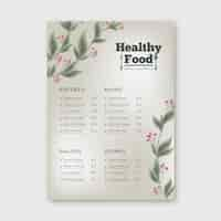 Free vector retro healthy food restaurant menu