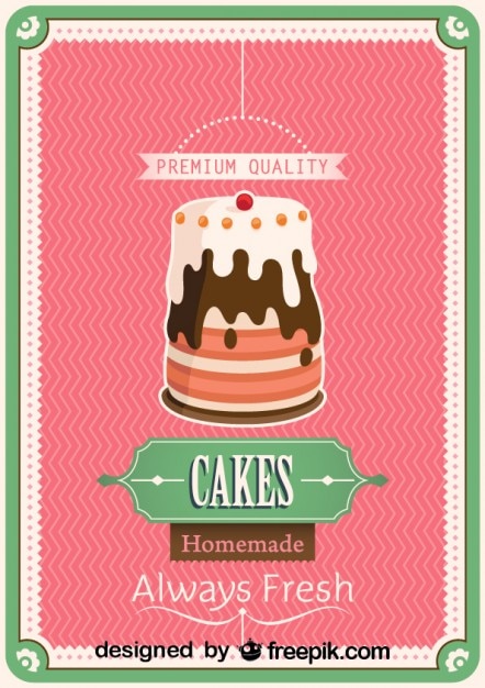 Free vector retro homemade cake poster design