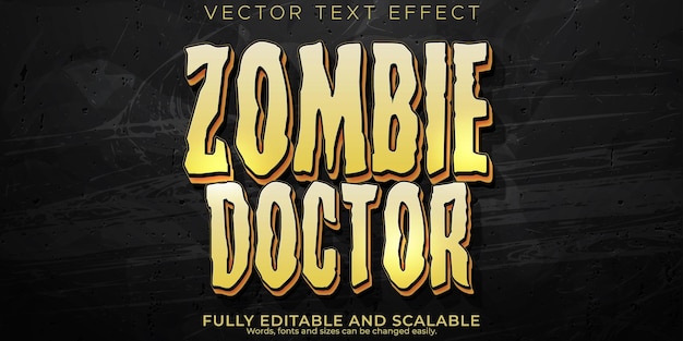 Free vector retro horror text effect editable zombie and evil text style