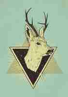 Free vector retro illustration of deer with triangles