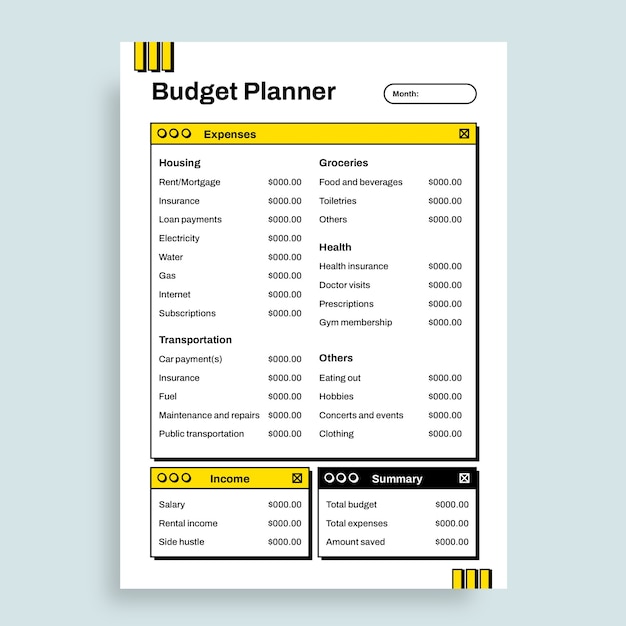 Retro interface style budget planner