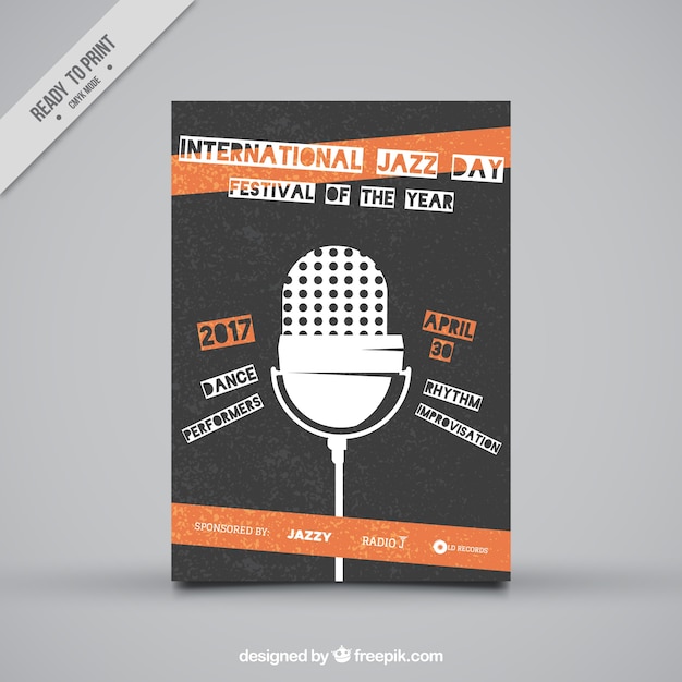 Retro jazz brochure with microphone