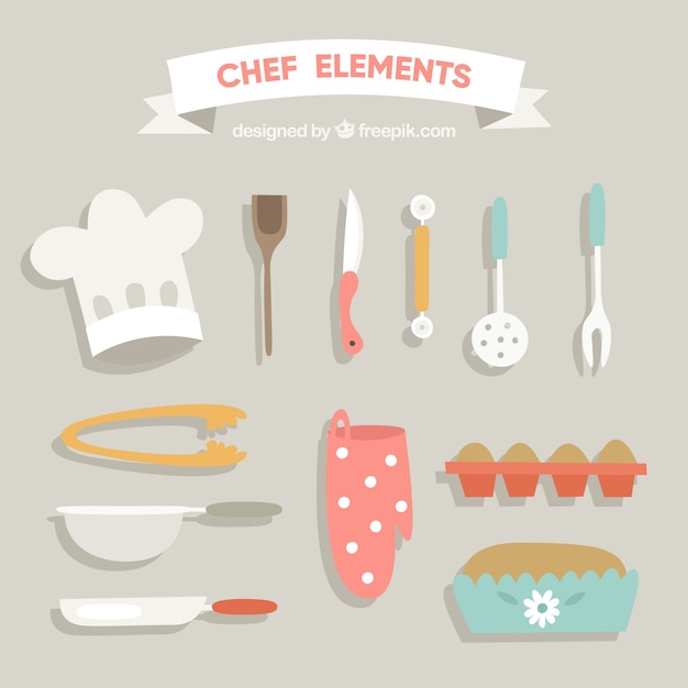Бесплатное векторное изображение Комплект ретро кухонных принадлежностей