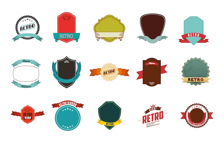 Free Vector retro label icon set