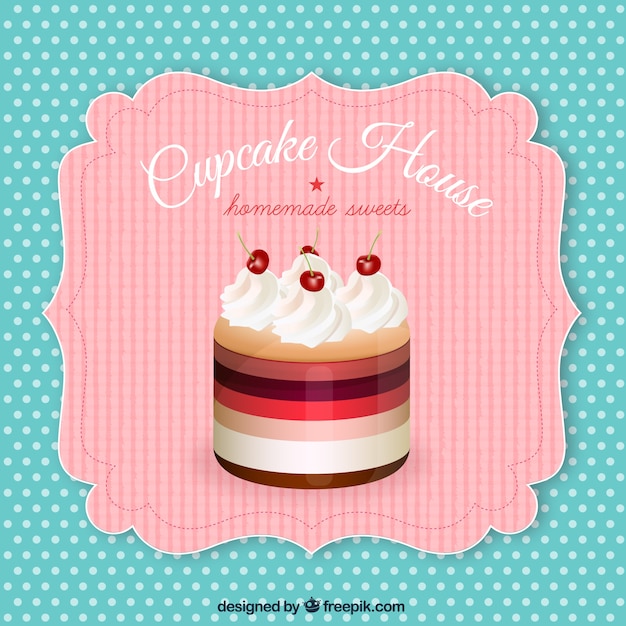 Retro label with a cupcake