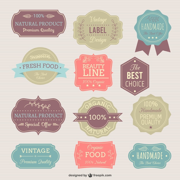 Free vector retro labels pack