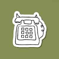 Free vector retro landline phone doodle sticker vector