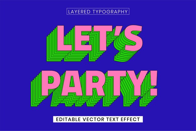 Retro layered word editable vector text effect template