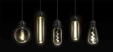 Free vector retro light bulb lamp vintage edison filament