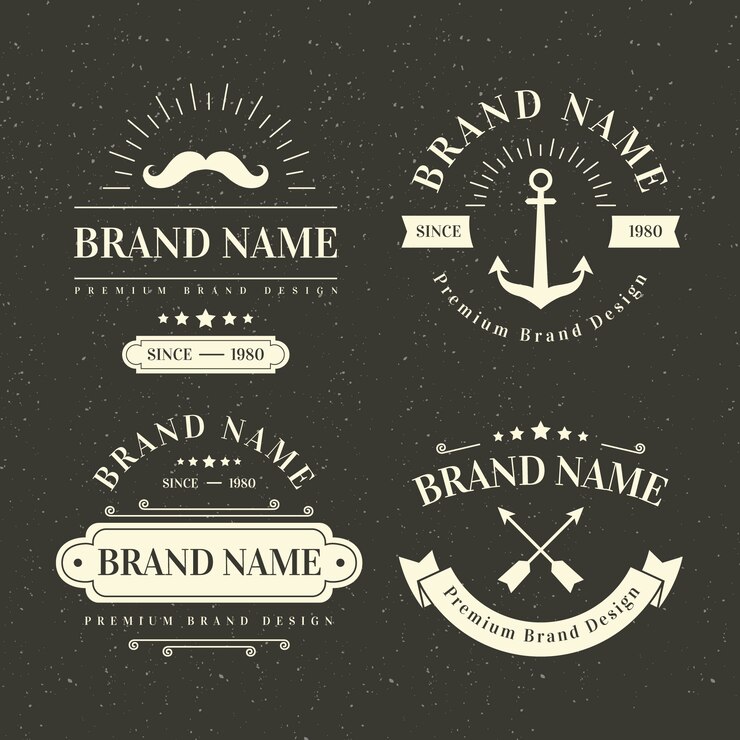 Free Vector retro logo collection template design