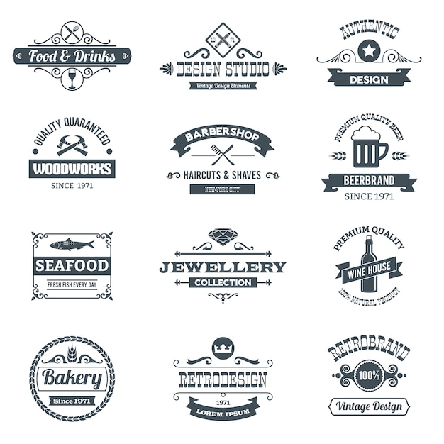 Free vector retro logo set