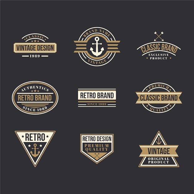 Free vector retro logo template collection