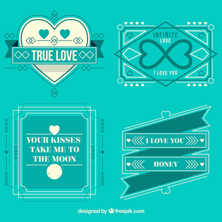 Free Vector retro love badges in romantic style