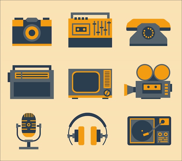 Retro media icons